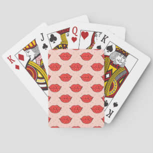Cartoon lips: feminist doodle pattern. playing cards