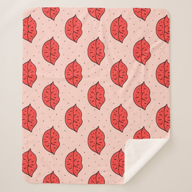 Cartoon lips: feminist doodle pattern. sherpa blanket (Front)