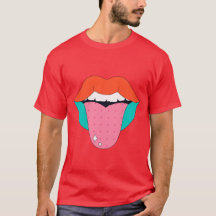 Cartoon Lips with Tongue in Retro Style