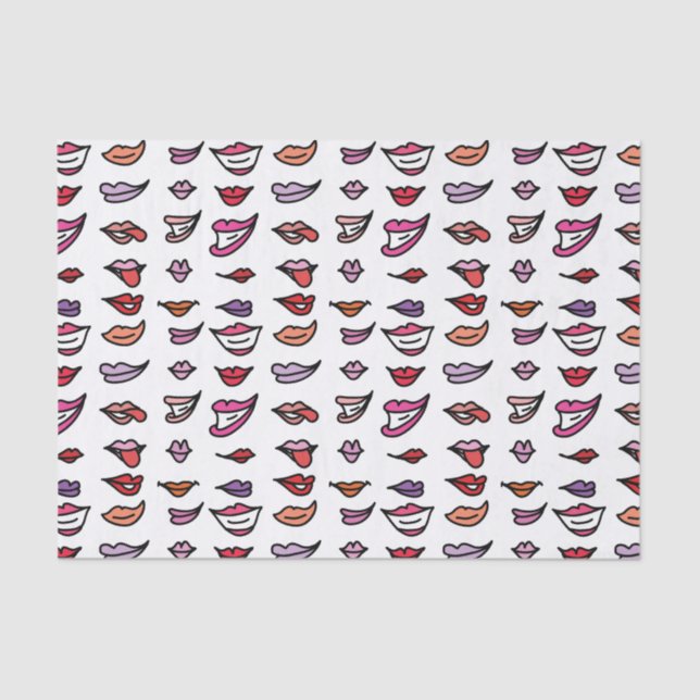 Cartoon Lipstick Smiles Fun Pattern Tissue Paper (Front)
