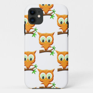 Cartoon Little Owl On Branch Pattern iPhone 11 Case