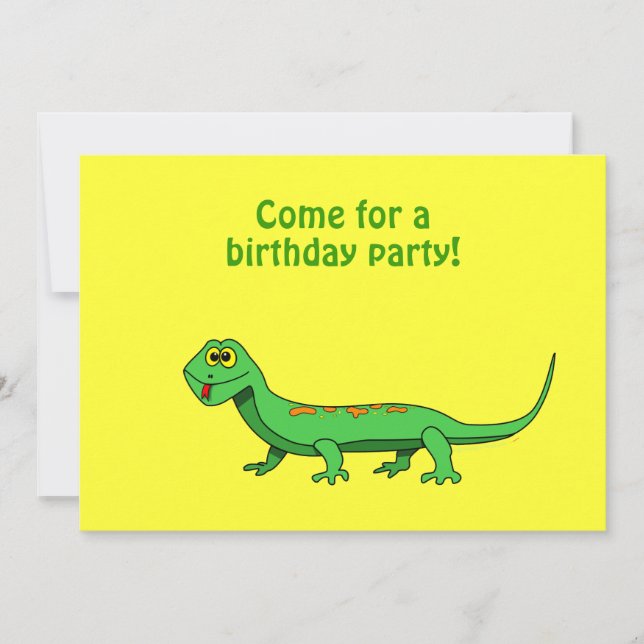 Cartoon Lizard Kids Reptile Birthday Invitations (Front)