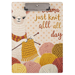 Cartoon llama wearing a knit scarf clipboard