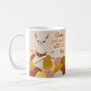 Cartoon llama wearing a knit scarf coffee mug