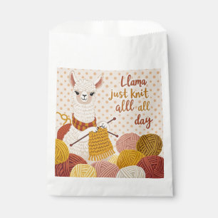 Cartoon llama wearing a knit scarf favour bag