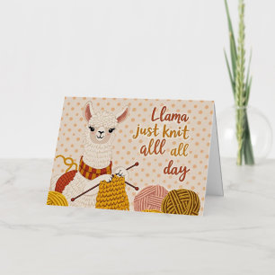 Cartoon llama wearing a knit scarf  foil greeting card