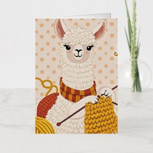 Cartoon llama wearing a knit scarf  foil greeting card