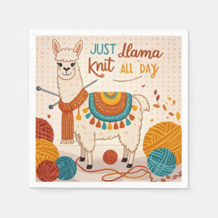 Cartoon llama wearing a knit scarf  napkin