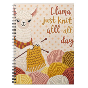 Cartoon llama wearing a knit scarf notebook