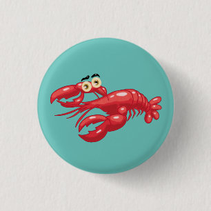 Cartoon lobster 3 cm round badge