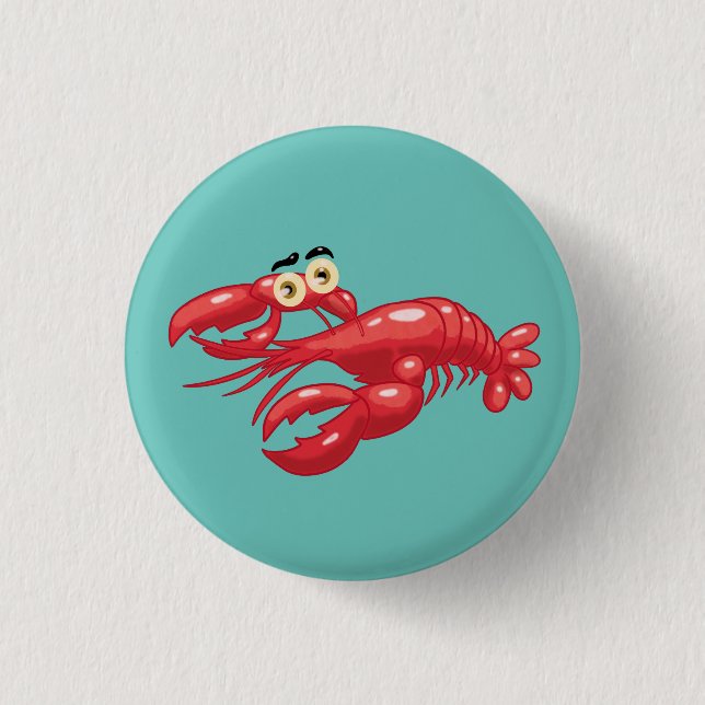Cartoon lobster 3 cm round badge (Front)