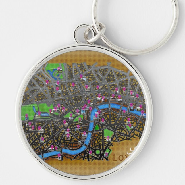 Cartoon London map Key Ring (Front)