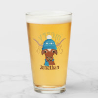 Cartoon Longhorn in Bright Blue Ski Cap and Scarf