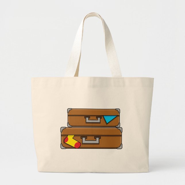 Cartoon Luggage Large Tote Bag (Front)
