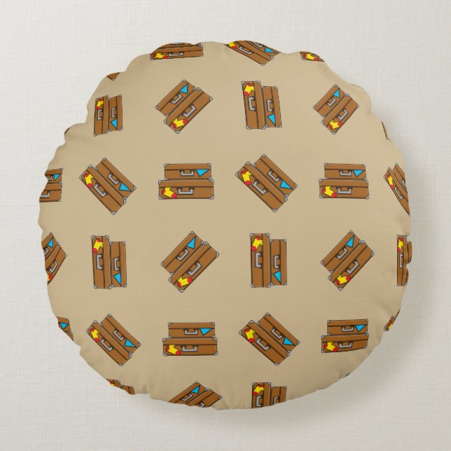 Cartoon Luggage Round Cushion (Front)