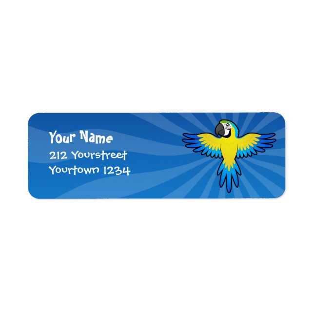 Cartoon Macaw / Parrot Return Address Label (Front)