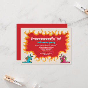 Cartoon Magic Dragons Breathe Fire Halloween Party Invitation