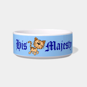 Cartoon male cat walking. bowl