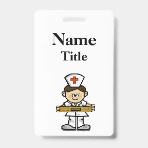 Cartoon Male Nurse Badge  Customise It! ID Badge