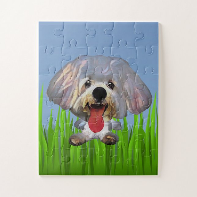 Cartoon Maltese Dog Puzzle for Kids (Vertical)