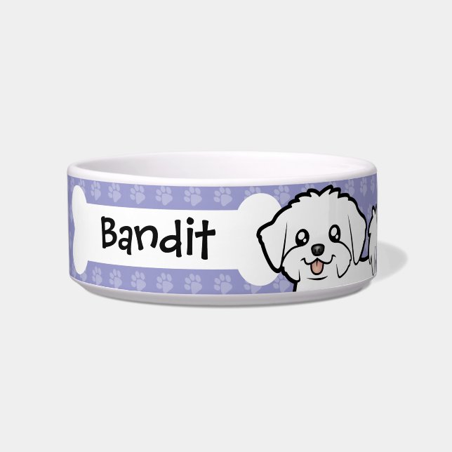 Cartoon Maltese (puppy cut) Bowl (Front)
