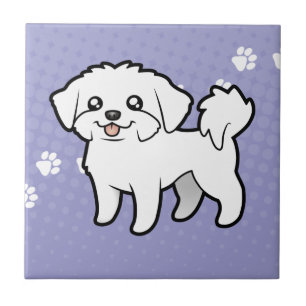 Cartoon Maltese (puppy cut) Ceramic Tile