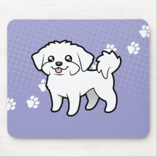 Cartoon Maltese (puppy cut) Mouse Pad