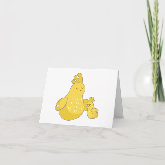 Cartoon Mama Hen with Chick BLANK  Card (Front)