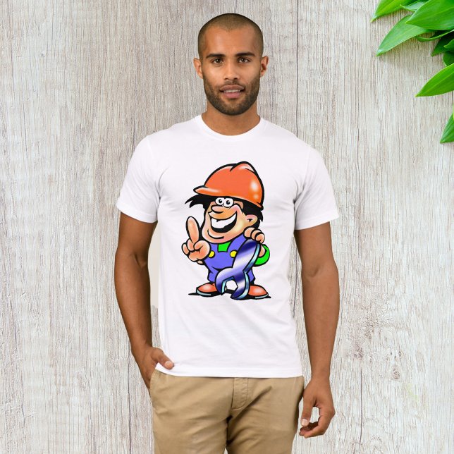 Cartoon Man In A Hard Hat Mens T-Shirt (Creator Uploaded)