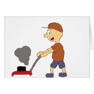 Cartoon Man With Lawnmower