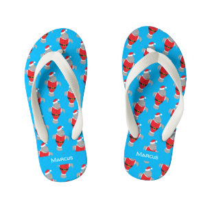 Cartoon Manatee Santa Name Kid's Thongs
