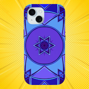 Cartoon Mandala Blue and Purple iPhone 15 Case