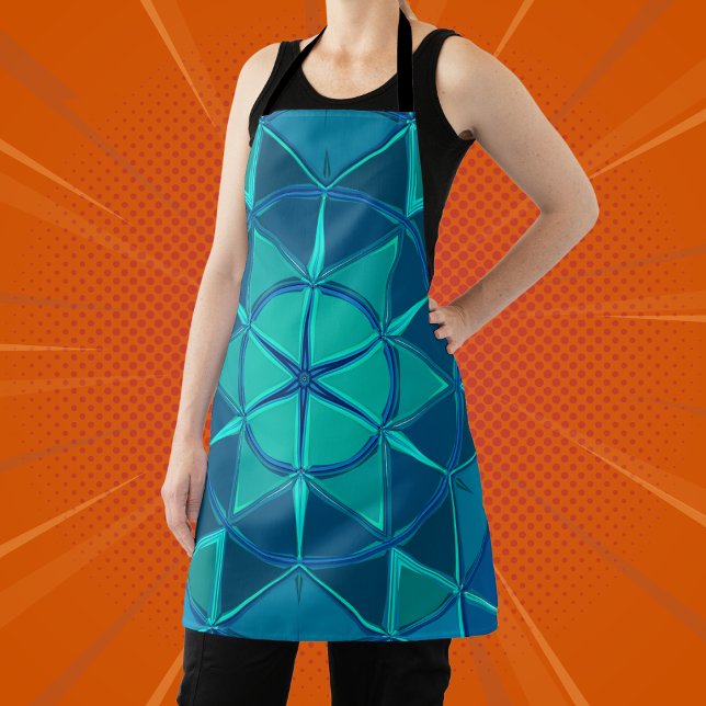 Cartoon Mandala Blue Apron (Creator Uploaded)