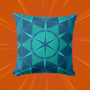 Cartoon Mandala Blue Cushion