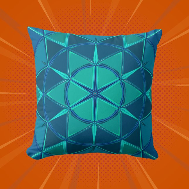 Cartoon Mandala Blue Cushion (Creator Uploaded)