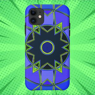 Cartoon Mandala Blue Green and Black iPhone 11 Case