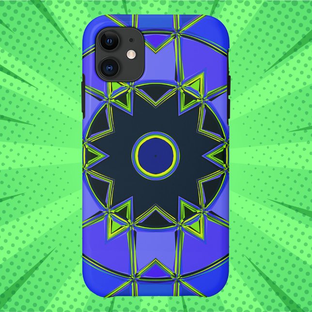 Cartoon Mandala Blue Green and Black Case-Mate iPhone Case (Creator Uploaded)
