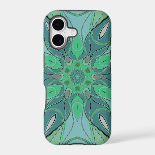 Cartoon Mandala Flower Blue and Green