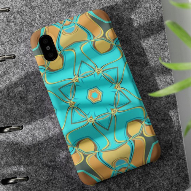 Cartoon Mandala Flower Blue and Orange Case-Mate iPhone Case (Creator Uploaded)