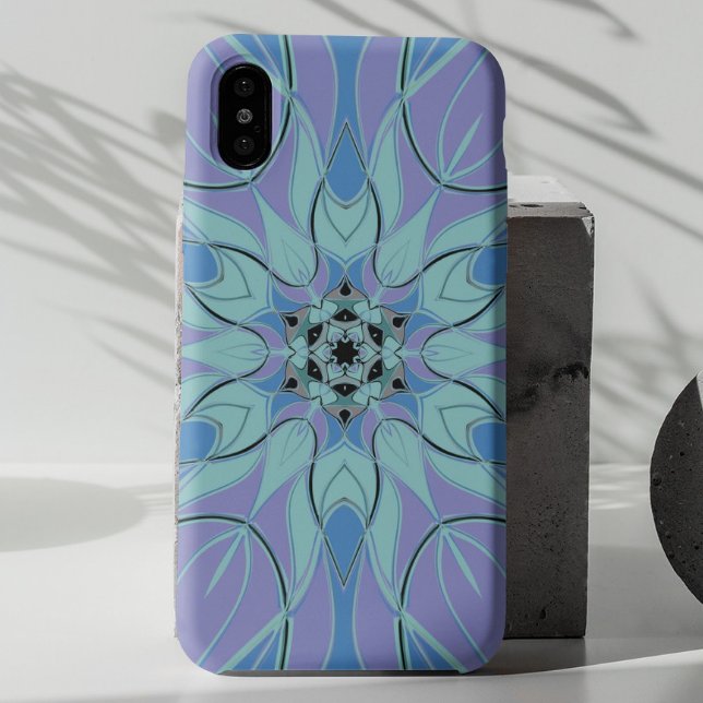 Cartoon Mandala Flower Blue and Purple Case-Mate iPhone Case (Creator Uploaded)