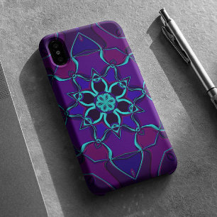 Cartoon Mandala Flower Blue and Purple iPhone 11 Case