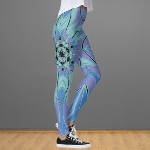 Cartoon Mandala Flower Blue and Purple Leggings