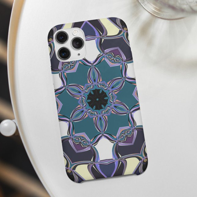 Cartoon Mandala Flower Blue Purple Black and White Case-Mate iPhone Case (Creator Uploaded)