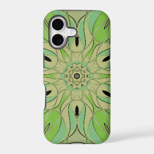 Cartoon Mandala Flower Green and Blue