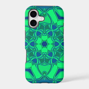 Cartoon Mandala Flower Green and Blue