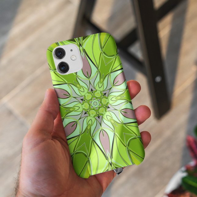 Cartoon Mandala Flower Green and Pink Case-Mate iPhone Case (Creator Uploaded)