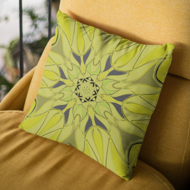 Cartoon Mandala Flower Green Cushion (Creator Uploaded)