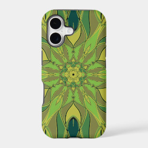 Cartoon Mandala Flower Green Yellow and Blue