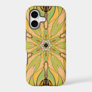 Cartoon Mandala Flower Green Yellow and Orange