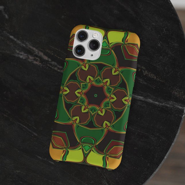 Cartoon Mandala Flower Green Yellow and Orange Case-Mate iPhone Case (Creator Uploaded)